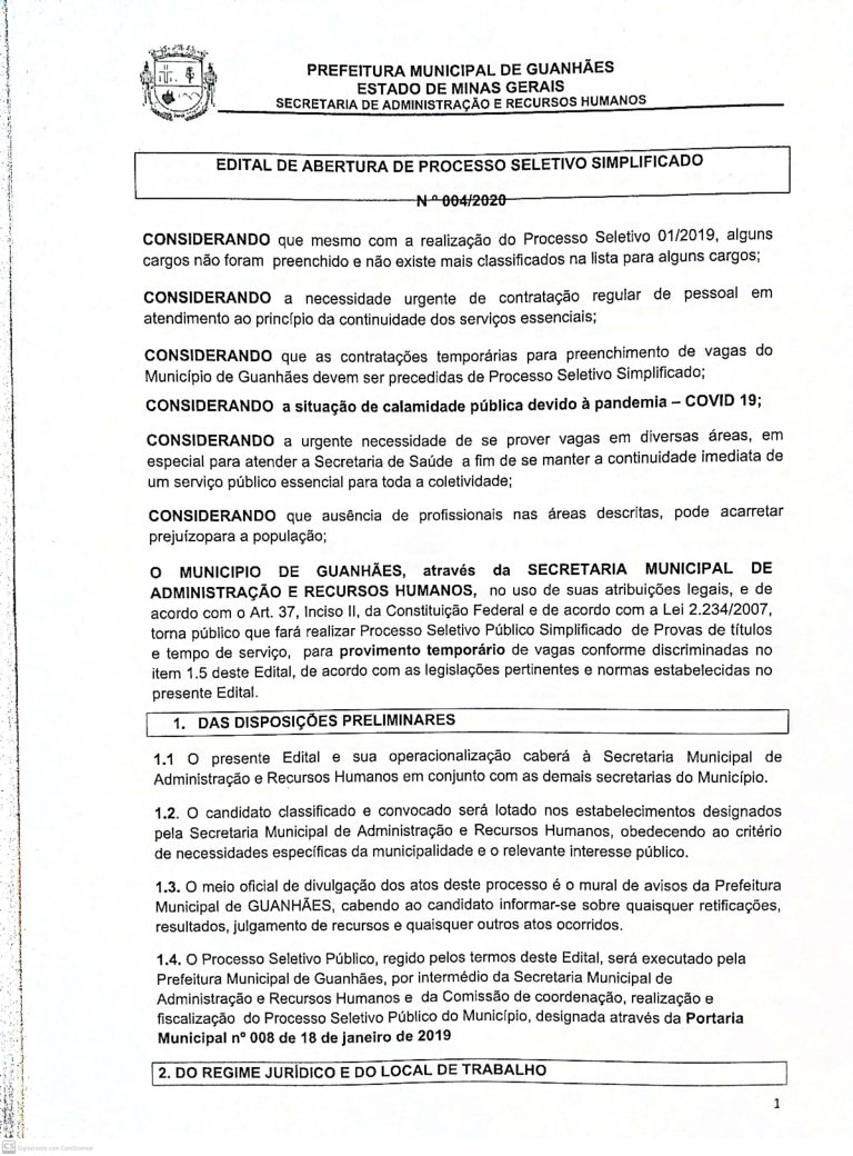 Aberto Processo Seletivo para contratação de ENFERMEIRO E TÉCNICO EM ENFERMAGEM.