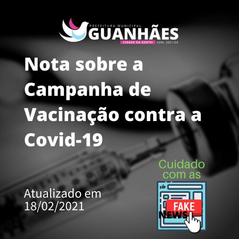 Nota atualizada sobre a Campanha Nacional de Vacinação contra a Covid-19 em Guanhães
