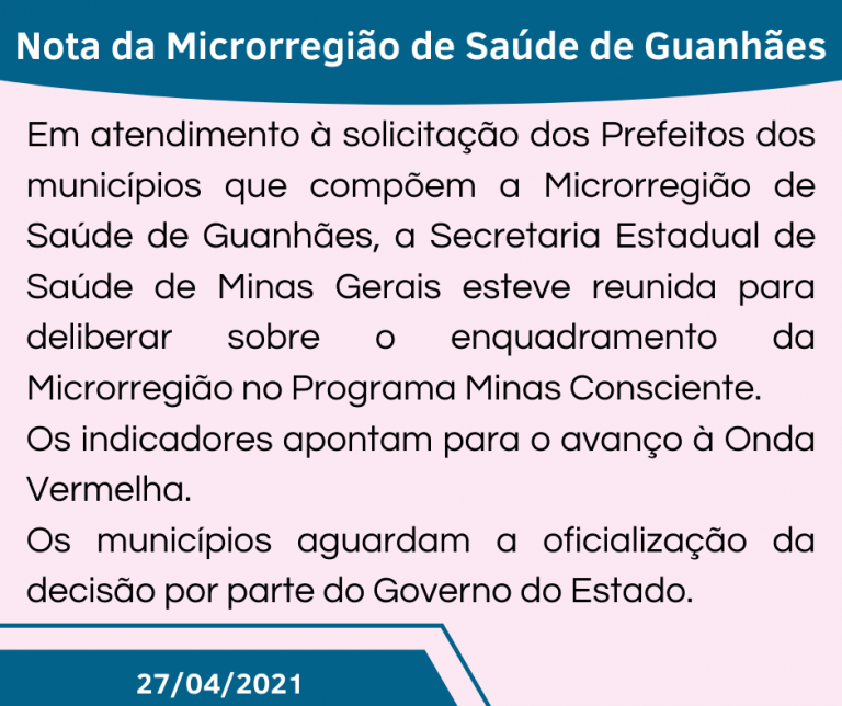 Nota Microrregião de Saúde de Guanhães 27-04-2021