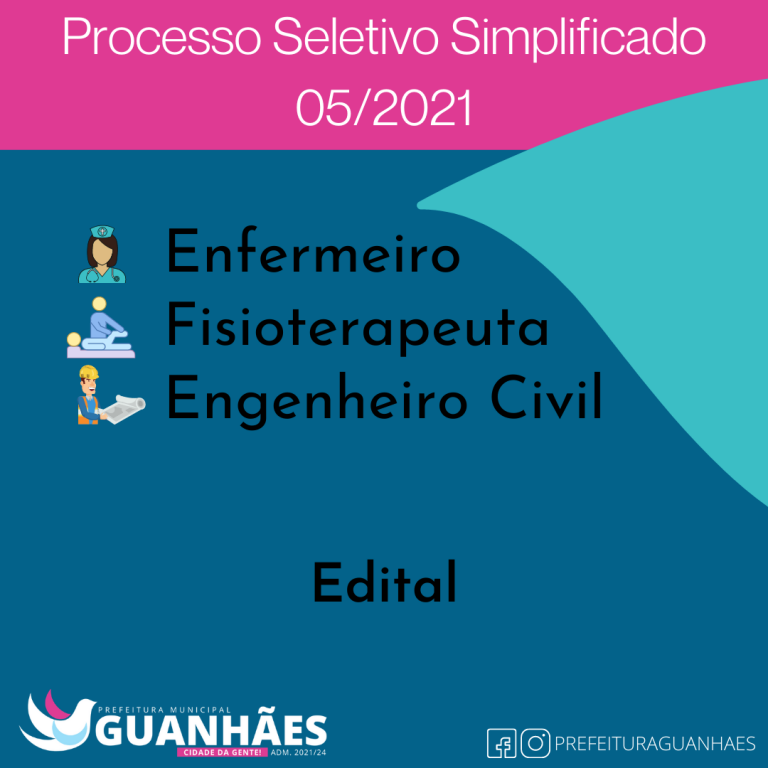 Edital e Ficha de Inscrição para Processo Seletivo 05/2021