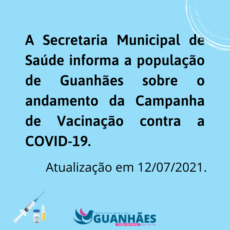 Informe sobre o andamento da Campanha Nacional de Vacinação Contra a COVID-19 em Guanhães