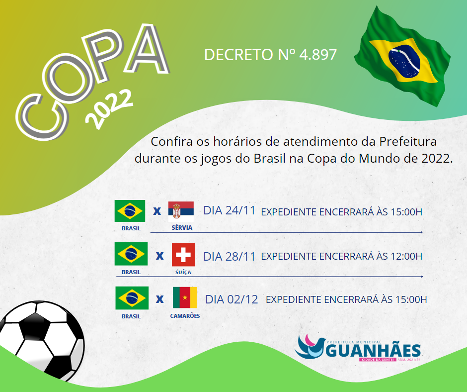 Decreto Municipal: Horários em dias de jogos da Copa do Mundo FIFA 2022 -  Prefeitura Municipal de General Carneiro